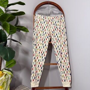 Hanna Andersson XL Adult Unixex Ivory Christmas Holiday Lights Pajama Bottoms